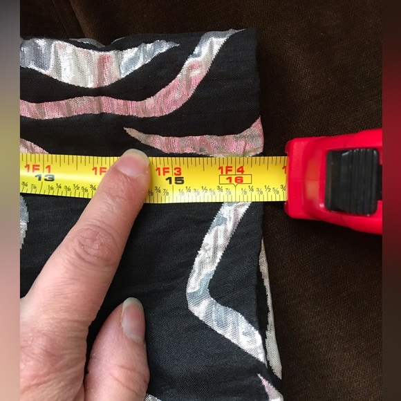 V Cristina Black Silver Metallic Floral Print Double Breasted 3/4th Sleeves SZ M - Picture 15 of 15